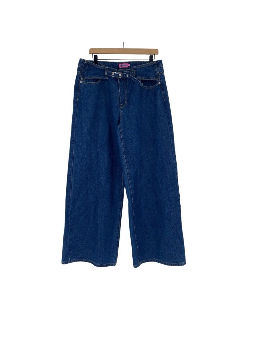 EDIKTED Women’s Size XL Edie Belted Low Rise Wide Leg Jeans Baggy Y2K Grunge